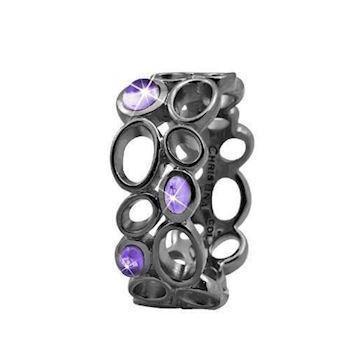 Christina Collect Collect Black Silver Ring - Big Amethyst Bubbles